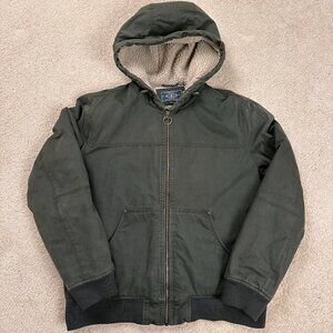 GH BASS & CO Jacket Mens Large Sherpa Lined Hooded Coat Workwear Duck Canvas
